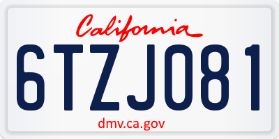 CA license plate 6TZJ081