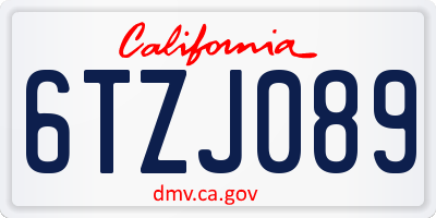 CA license plate 6TZJ089