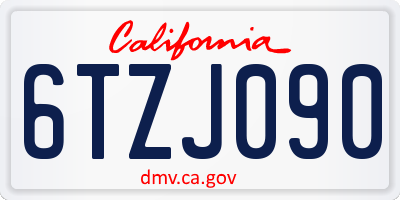 CA license plate 6TZJ090