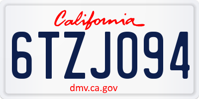 CA license plate 6TZJ094