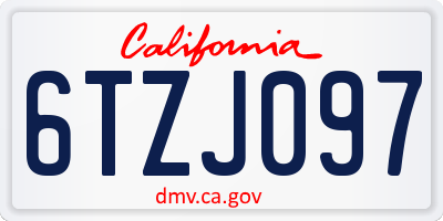 CA license plate 6TZJ097