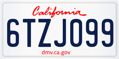 CA license plate 6TZJ099