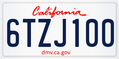 CA license plate 6TZJ100