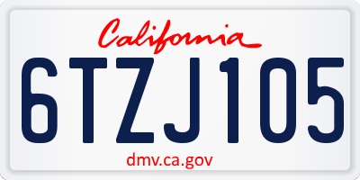 CA license plate 6TZJ105