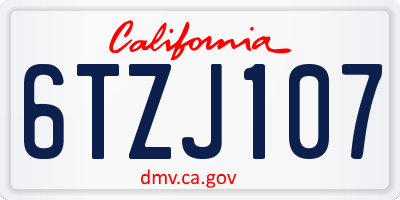 CA license plate 6TZJ107