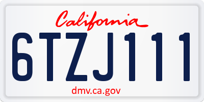 CA license plate 6TZJ111