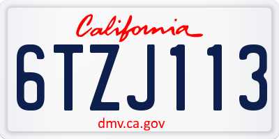CA license plate 6TZJ113