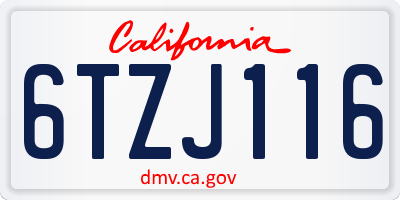 CA license plate 6TZJ116