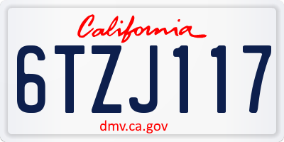 CA license plate 6TZJ117