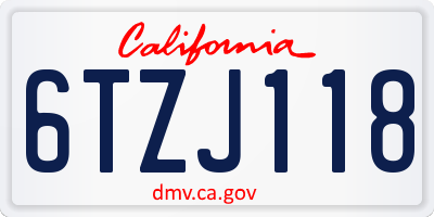 CA license plate 6TZJ118