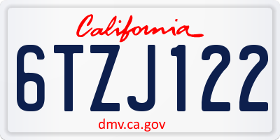 CA license plate 6TZJ122