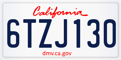 CA license plate 6TZJ130