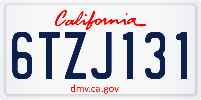 CA license plate 6TZJ131