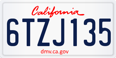 CA license plate 6TZJ135
