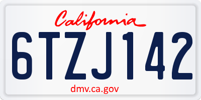 CA license plate 6TZJ142