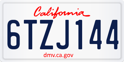 CA license plate 6TZJ144