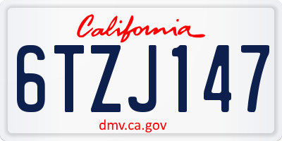 CA license plate 6TZJ147