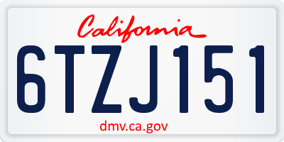 CA license plate 6TZJ151