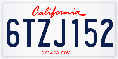 CA license plate 6TZJ152