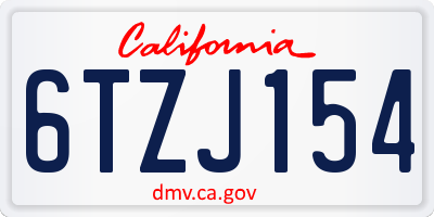 CA license plate 6TZJ154