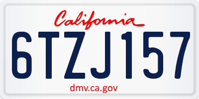 CA license plate 6TZJ157