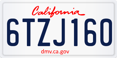 CA license plate 6TZJ160