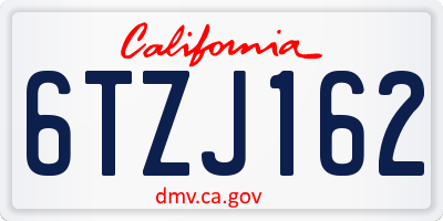 CA license plate 6TZJ162