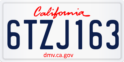 CA license plate 6TZJ163