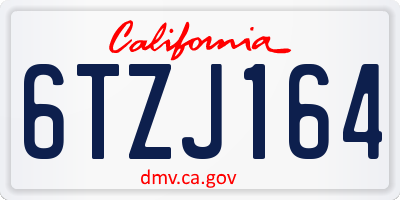 CA license plate 6TZJ164