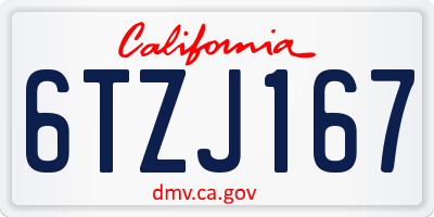 CA license plate 6TZJ167