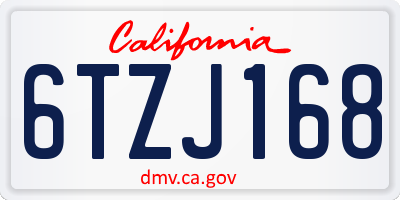 CA license plate 6TZJ168