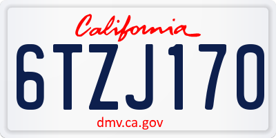 CA license plate 6TZJ170