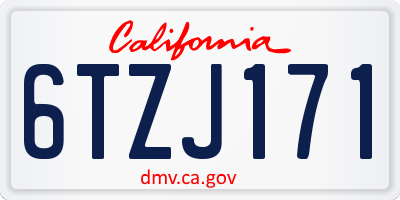 CA license plate 6TZJ171
