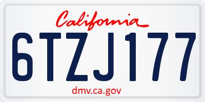 CA license plate 6TZJ177