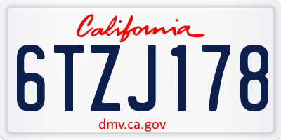 CA license plate 6TZJ178