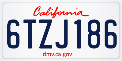 CA license plate 6TZJ186