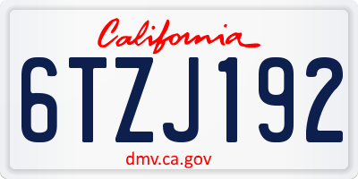 CA license plate 6TZJ192