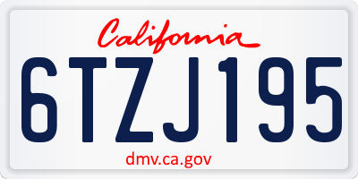 CA license plate 6TZJ195