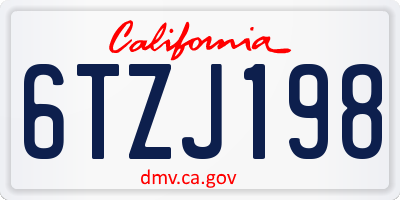 CA license plate 6TZJ198