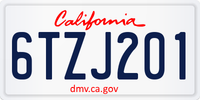 CA license plate 6TZJ201