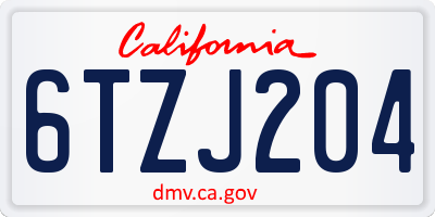 CA license plate 6TZJ204