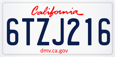 CA license plate 6TZJ216