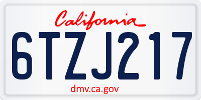 CA license plate 6TZJ217
