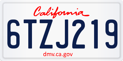 CA license plate 6TZJ219