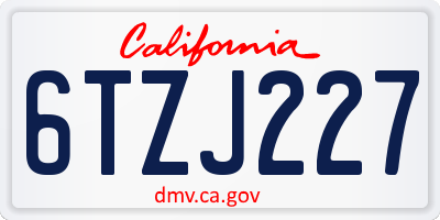 CA license plate 6TZJ227