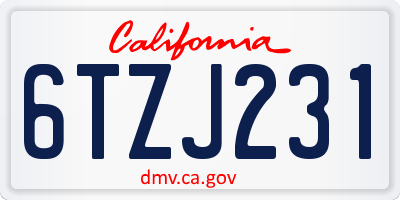 CA license plate 6TZJ231