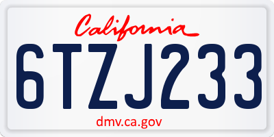 CA license plate 6TZJ233