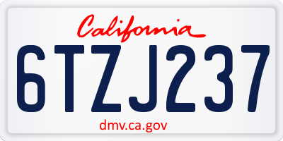 CA license plate 6TZJ237