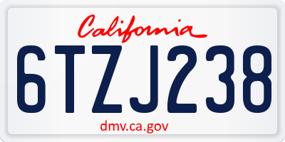 CA license plate 6TZJ238