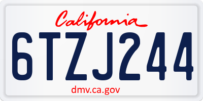 CA license plate 6TZJ244